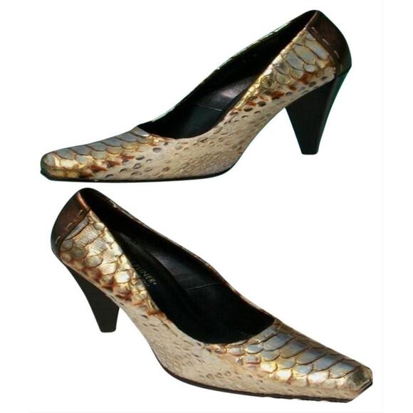 Donald Pliner Couture Hand Painted Metallic Python Leather  Donald Pliner Couture Hand Painted Metallic Python Leather Pump Shoe New $595